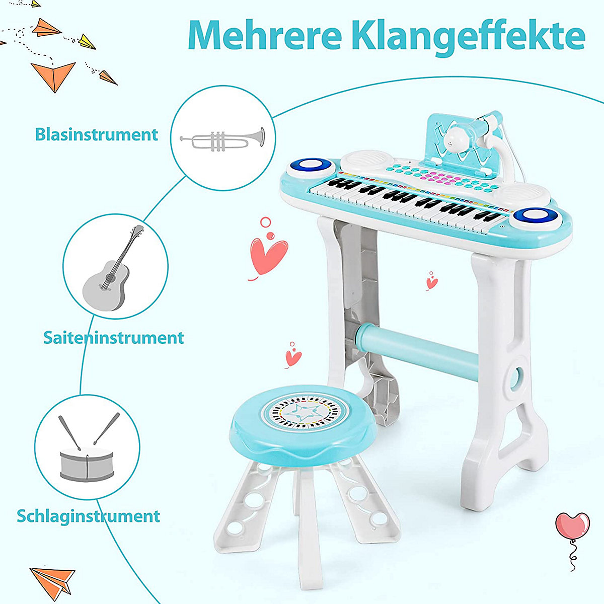 Keyboard mit Hocker & Mikrofon