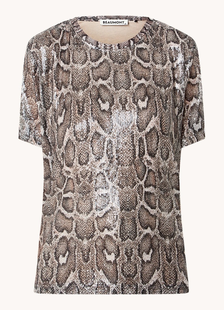 Top semitrasparente con paillettes e stampa leopardata Beaumont Pepper