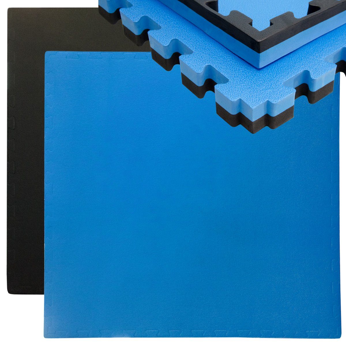 eyepower Fitnessmatte Bodenschutz-Matte 90x90cm Trainingsmatte Puzzle, Fitnessmatte Schwarz Blau