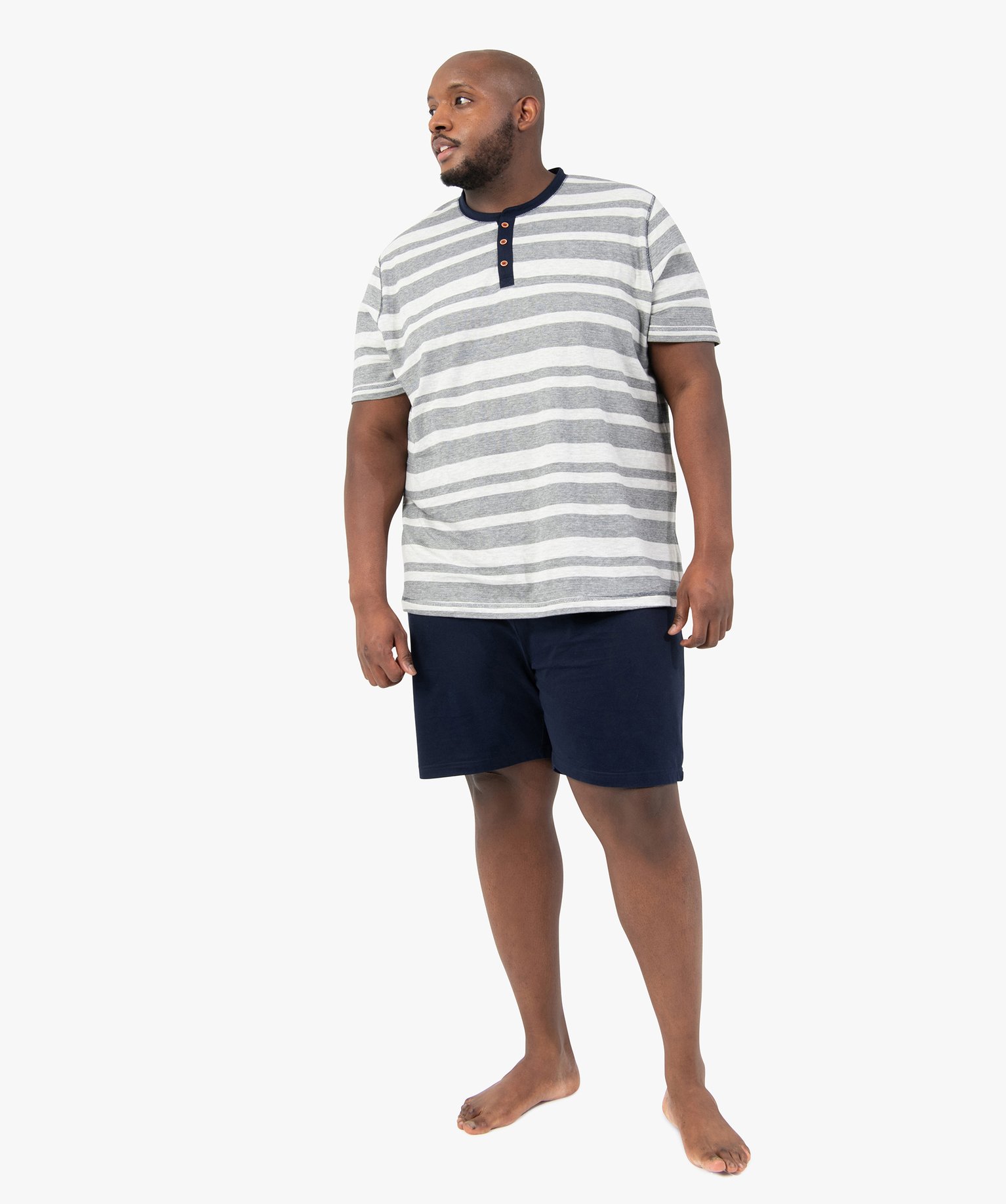 Pyjashort homme grande taille avec haut rayé raye | GEMO