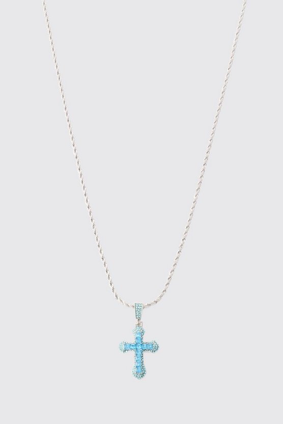 Blaue Kette mit Kreuz-Anhänger