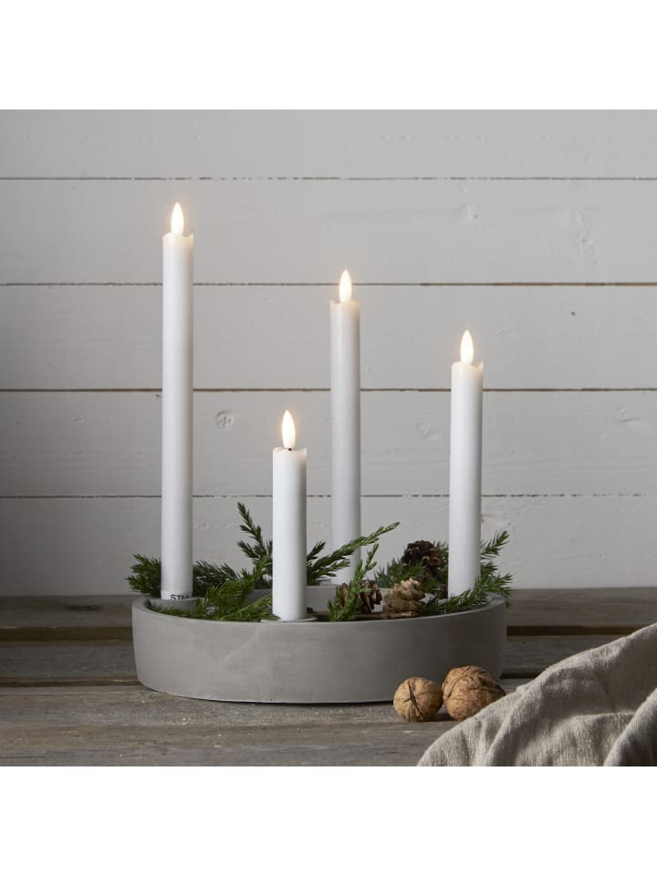 STAR Trading LED-Stabkerzen 'Flamme', Echtwachs, 4er-Set, weiß günstig kaufen onesize