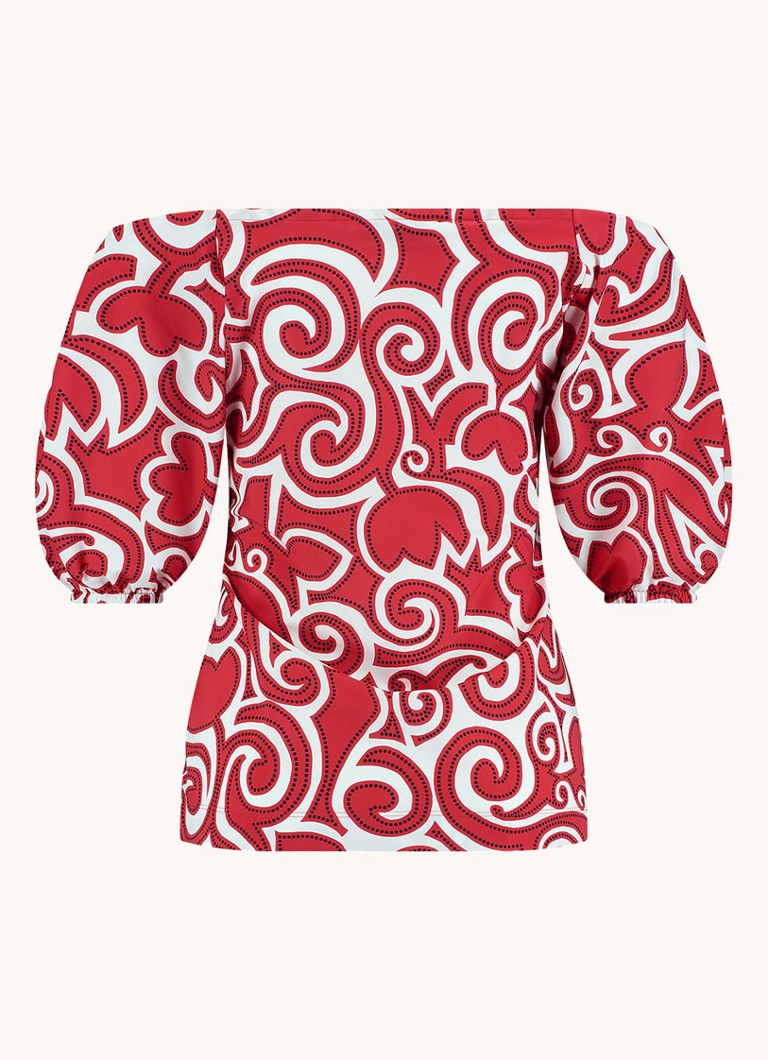 Top a spalle scoperte con stampa tulipani Manon di Studio Anneloes
