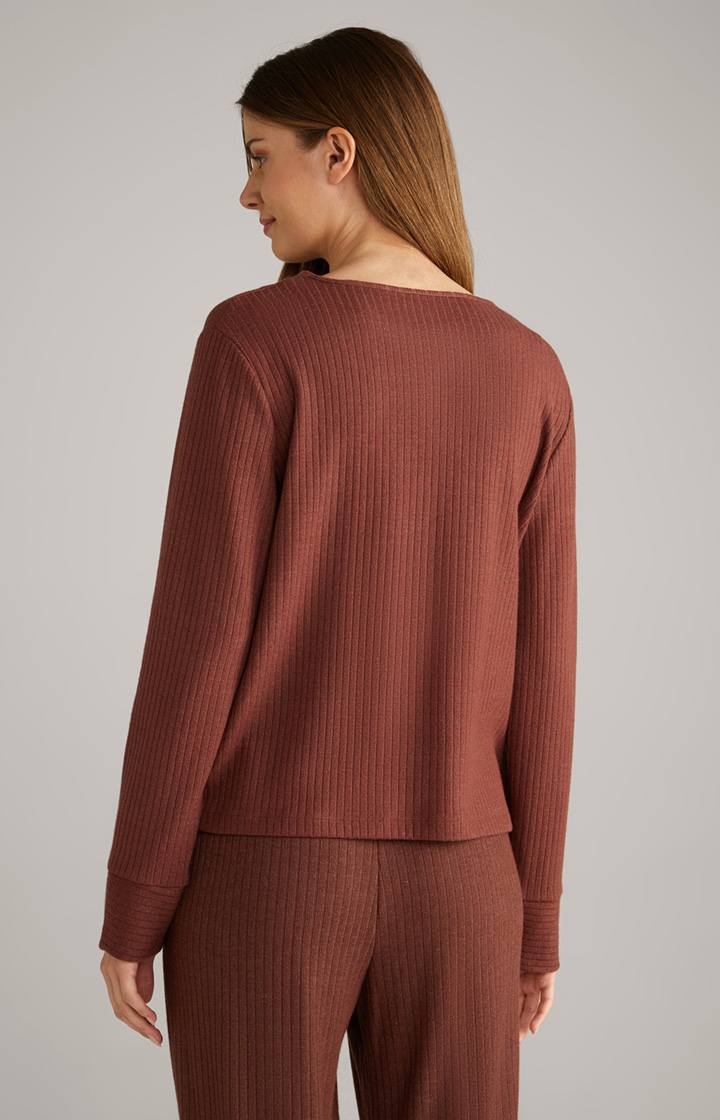 Loungewear Ripp-Longsleeve in Coffee