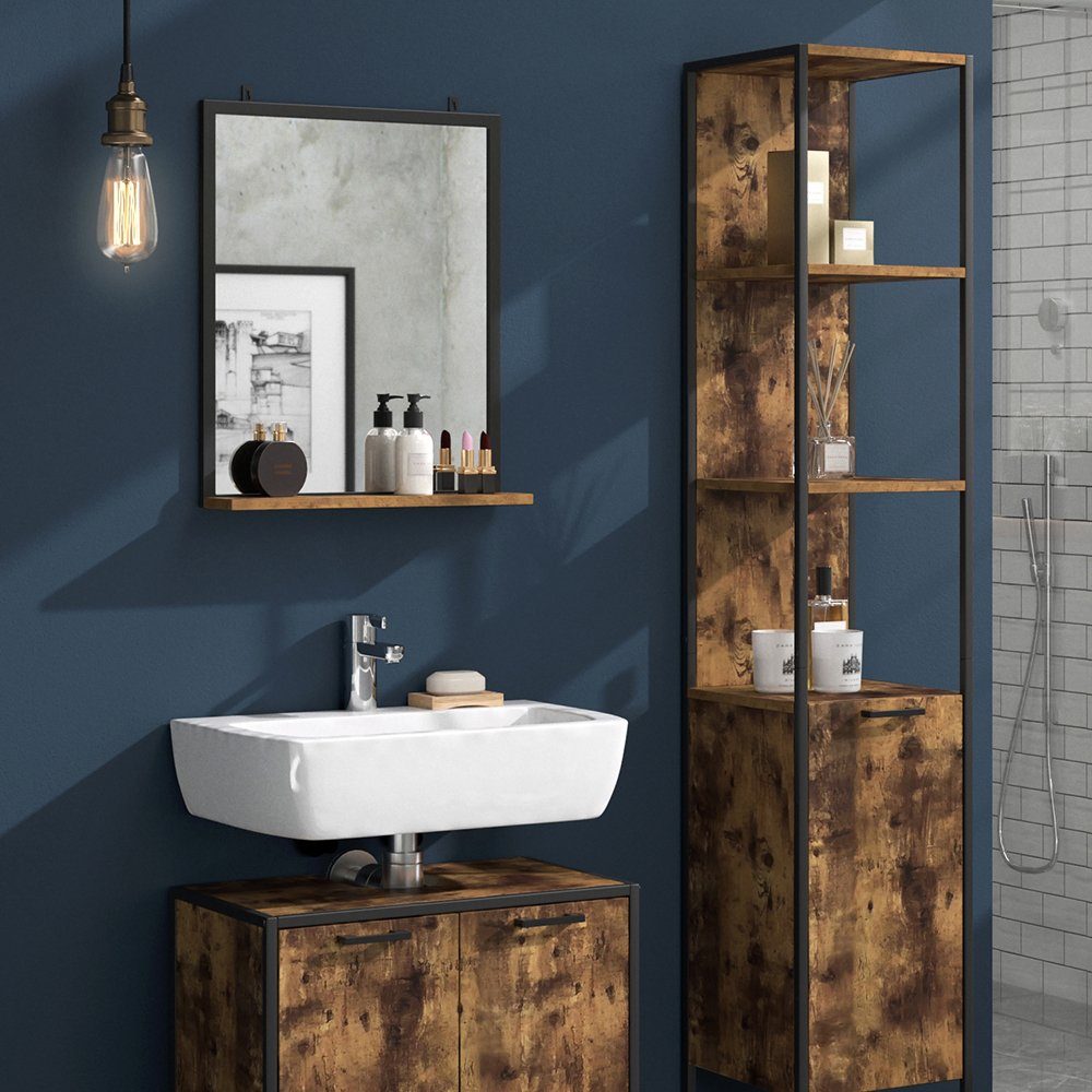 Vicco Badmöbel-Set Loft-Badezimmerset FYRK Vintage Set 7, (3-er Set, 3-St., 3-er Set)