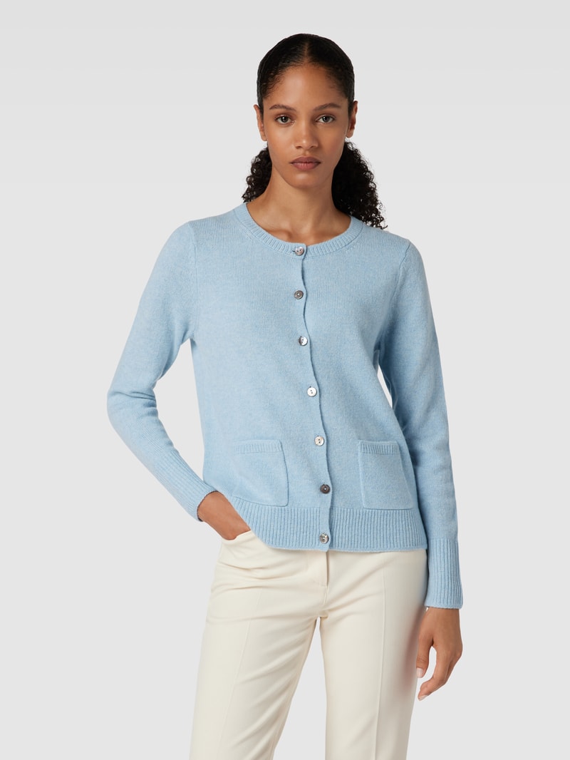 Strickjacke mit Knopfleiste und Eingrifftaschen in bleu