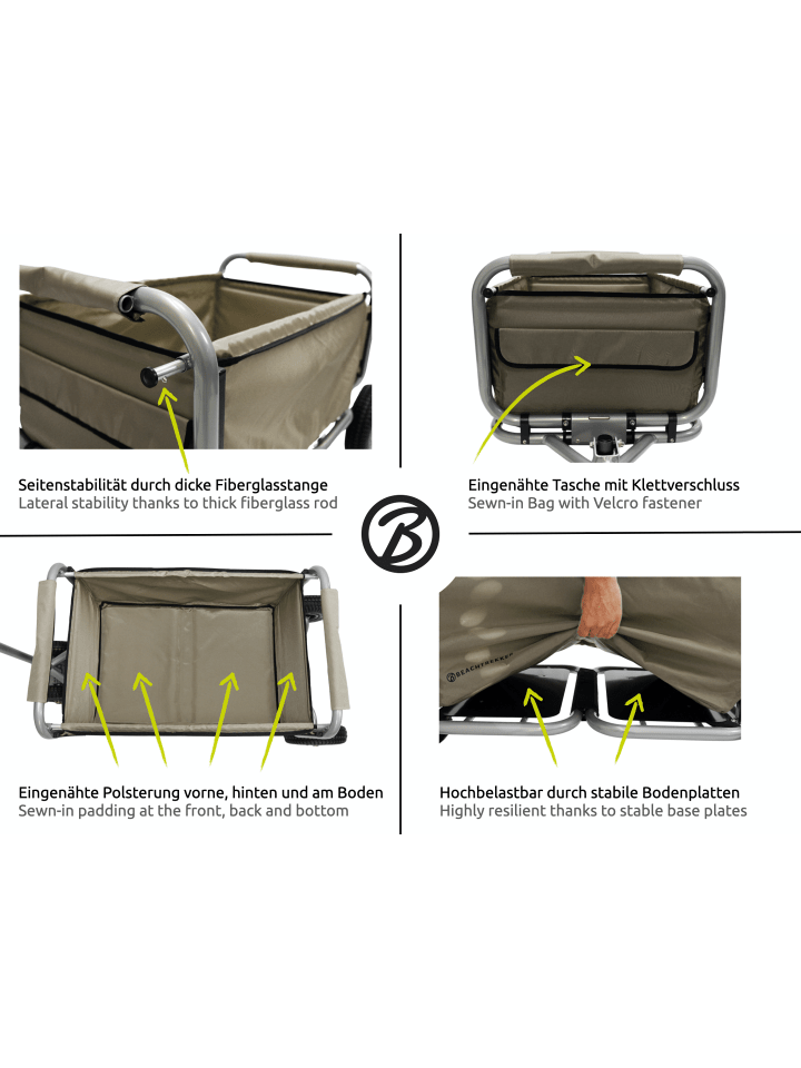 Beachtrekker Beachtrekker LiFe faltbarer Bollerwagen   Bremse, klappbarer Handwagen (Beige) günstig kaufen onesize