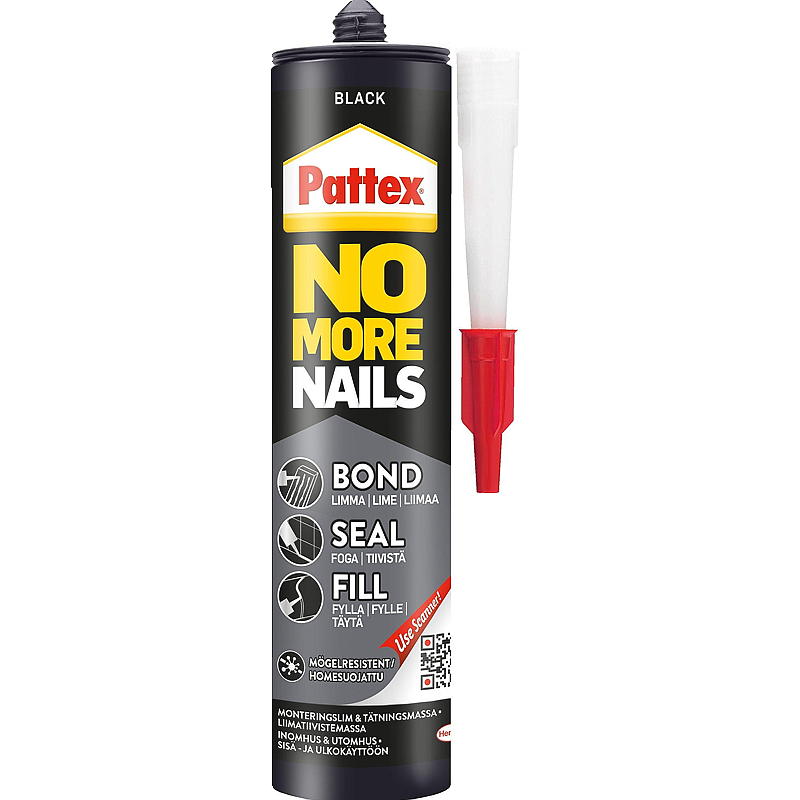 Pattex No more nails Lim-fug 280 ml, sort, Pattex