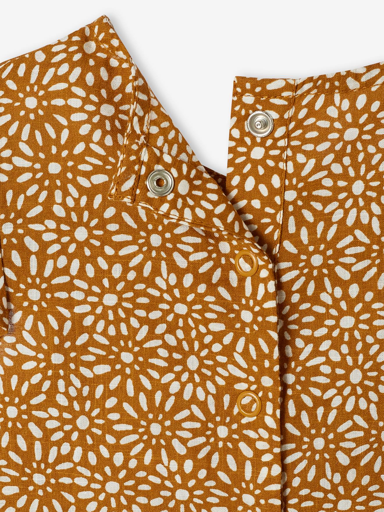 Ensemble combinaison + bandeau imprimés bébé fille caramel