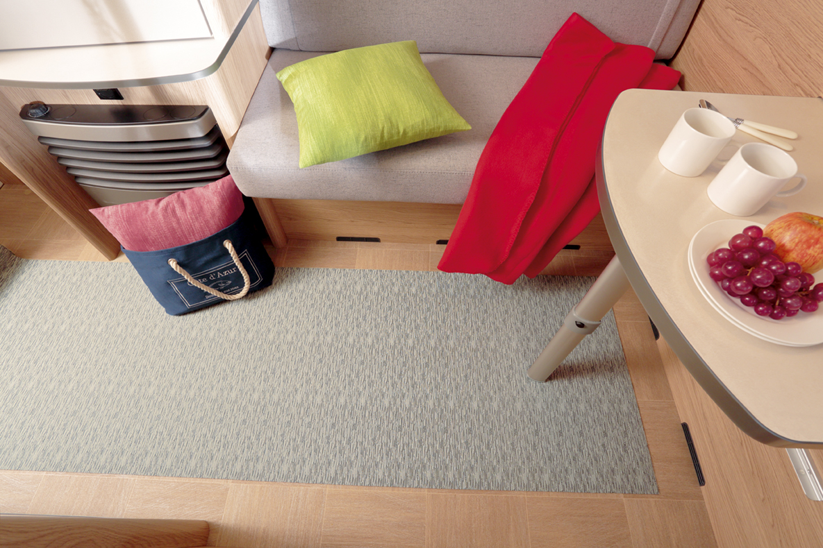 Schütte Peyer Syntex Mira Jacquard Teppich Uni Farbe Grau 80 x 200 cm