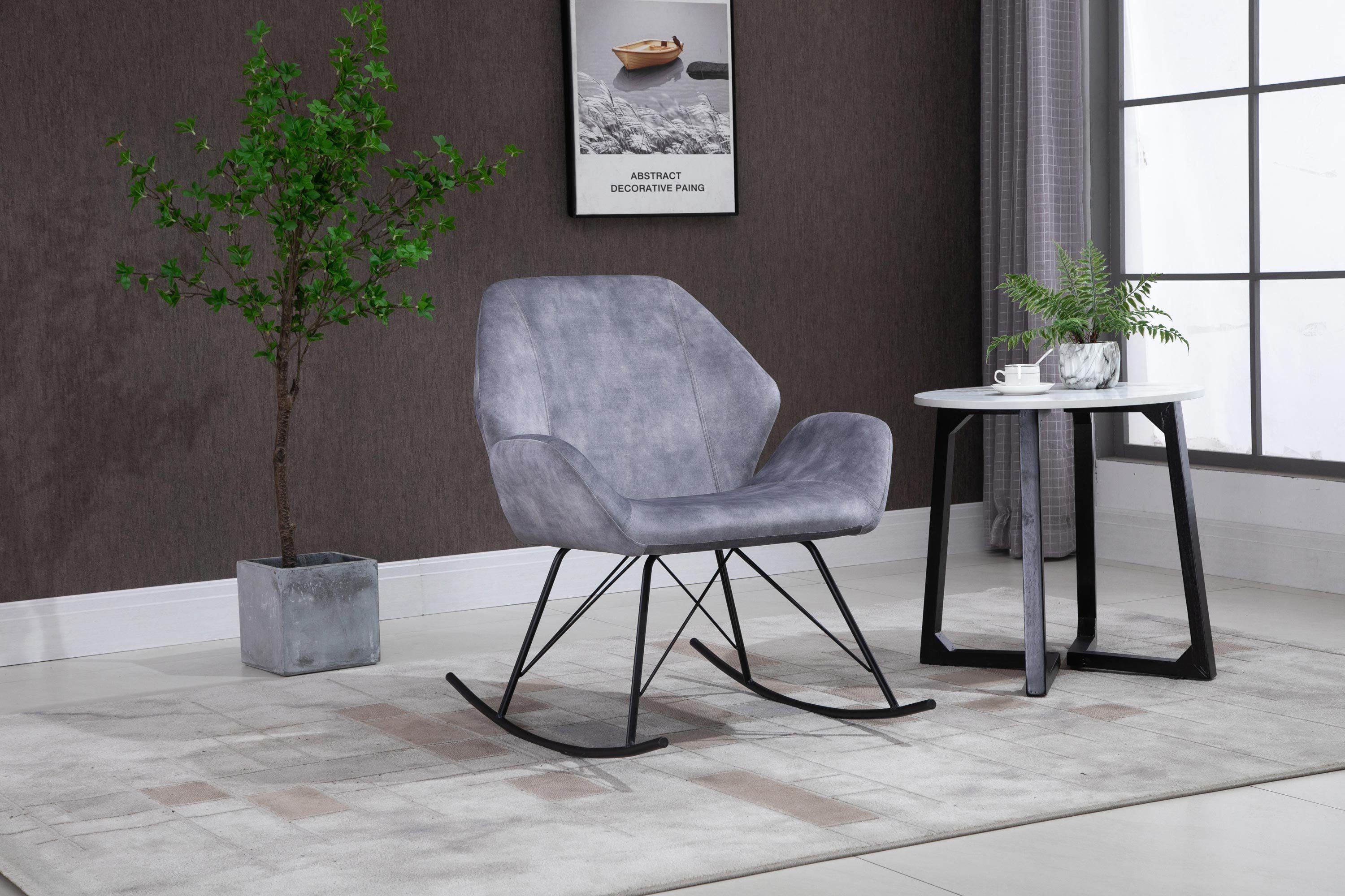 GMD Living Schaukelstuhl Rocking Relax, hochwertiger Schaukelstuhl mit Textilbezug