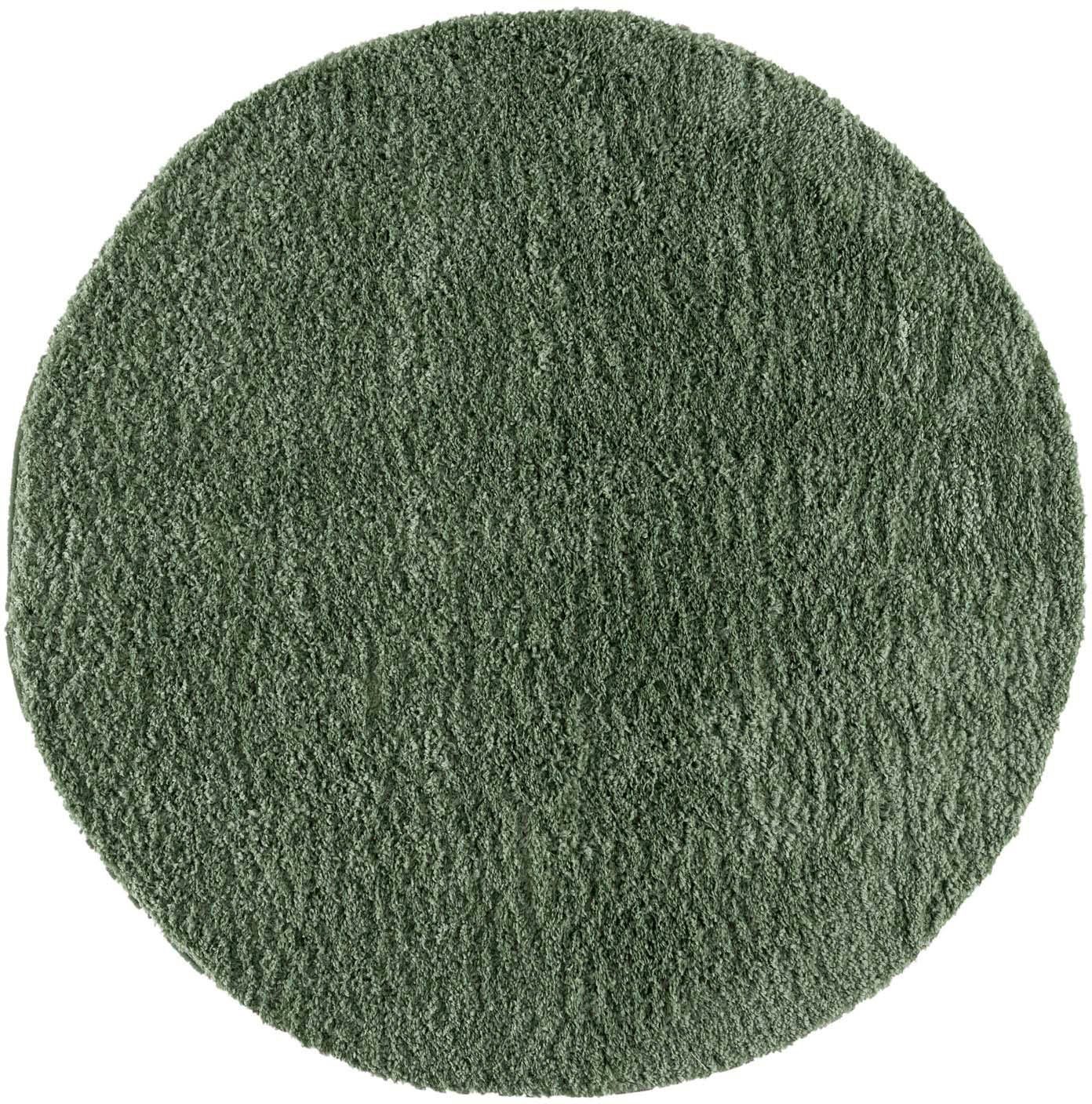 Hochflor-Teppich Pulpy 100, Carpet City, rund, Höhe: 30 mm, besonders weich, mit Fransen, Uni Farben
