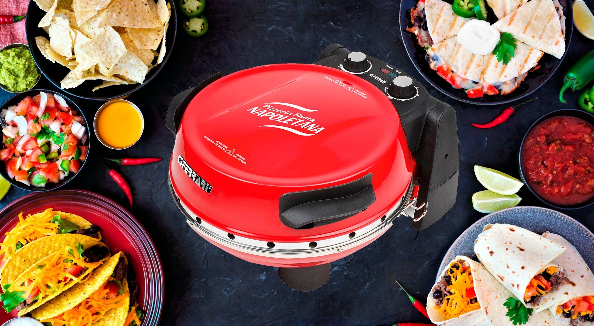 G3Ferrari Pizzaofen Napoletana G1003202, bis 400 Grad mit 2 feuerfesten Pizzasteinen