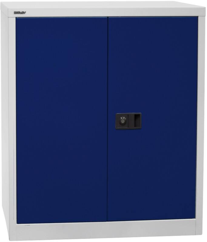 Bisley Flügeltürenschrank Universal Lichtgrau, Oxfordblau 914 x 400 x 1.000 mm