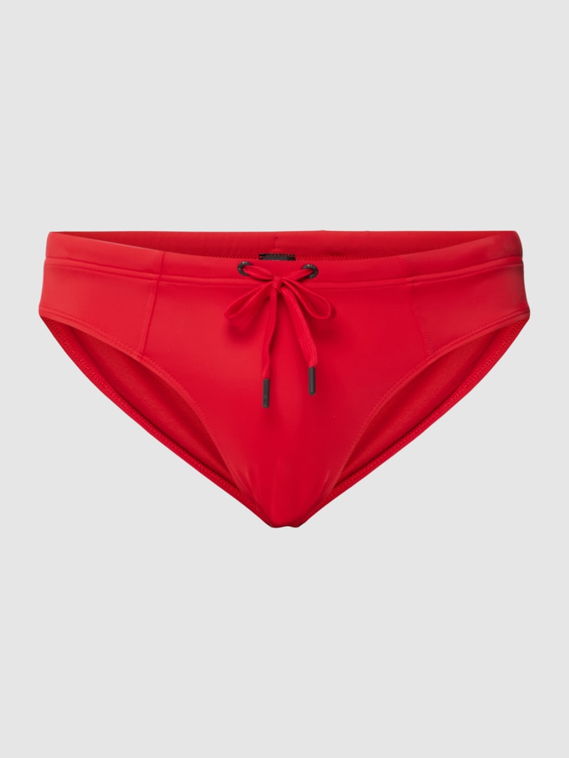 Badehose mit Label-Print in rot