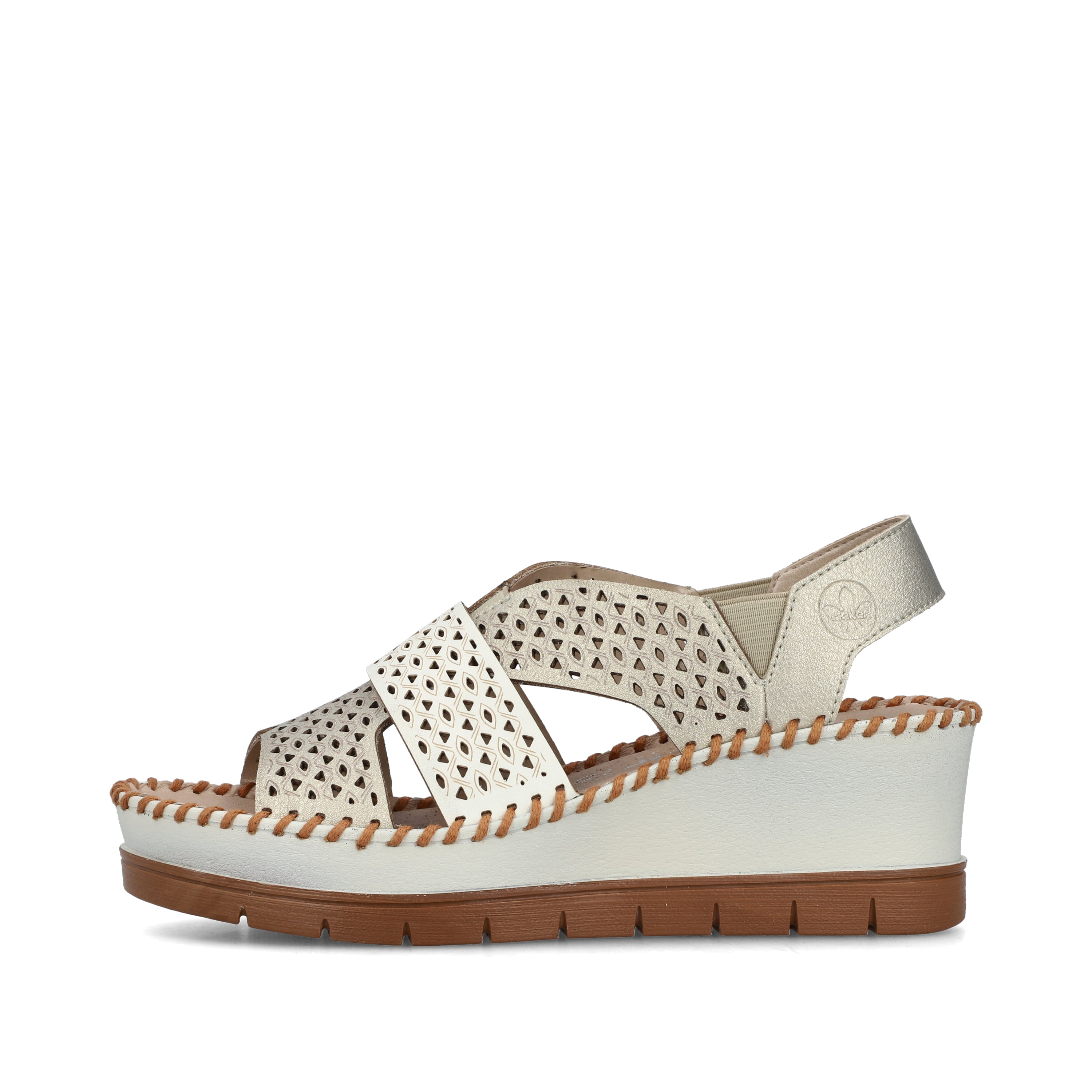 Rieker Damen Keilsandaletten metallic-perlweiss
