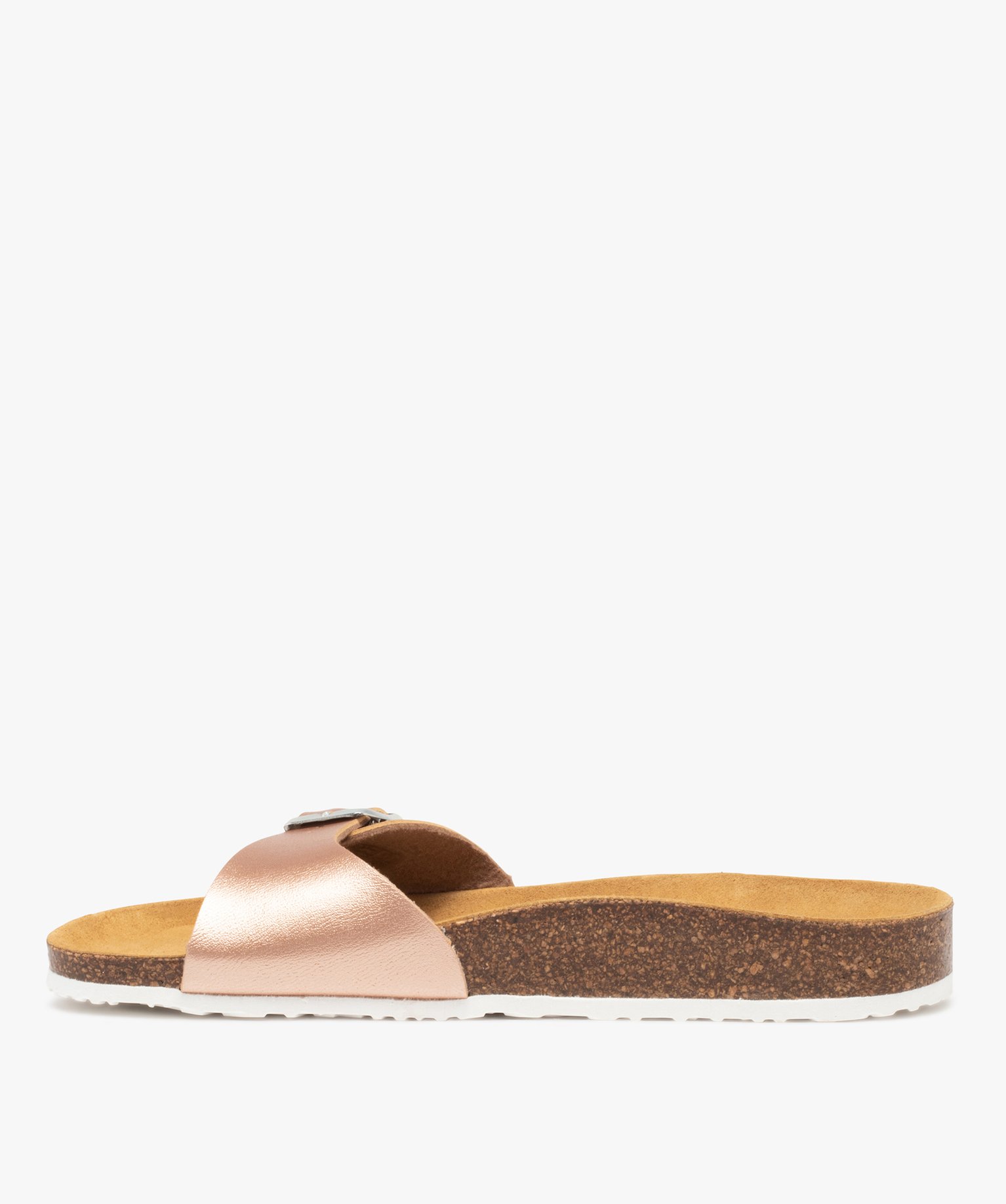 Mules femme à talon plat et large bride ajustable rose | GEMO