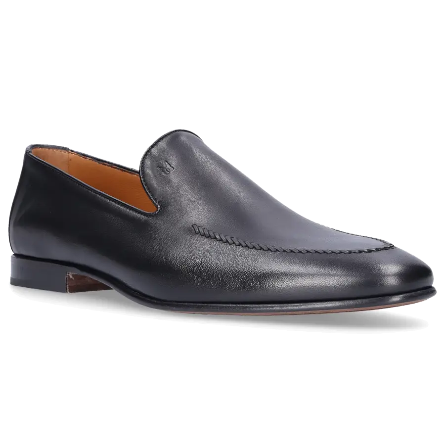 Moreschi - Loafer SARATOGA Kalbsleder Logo schwarz - schwarz