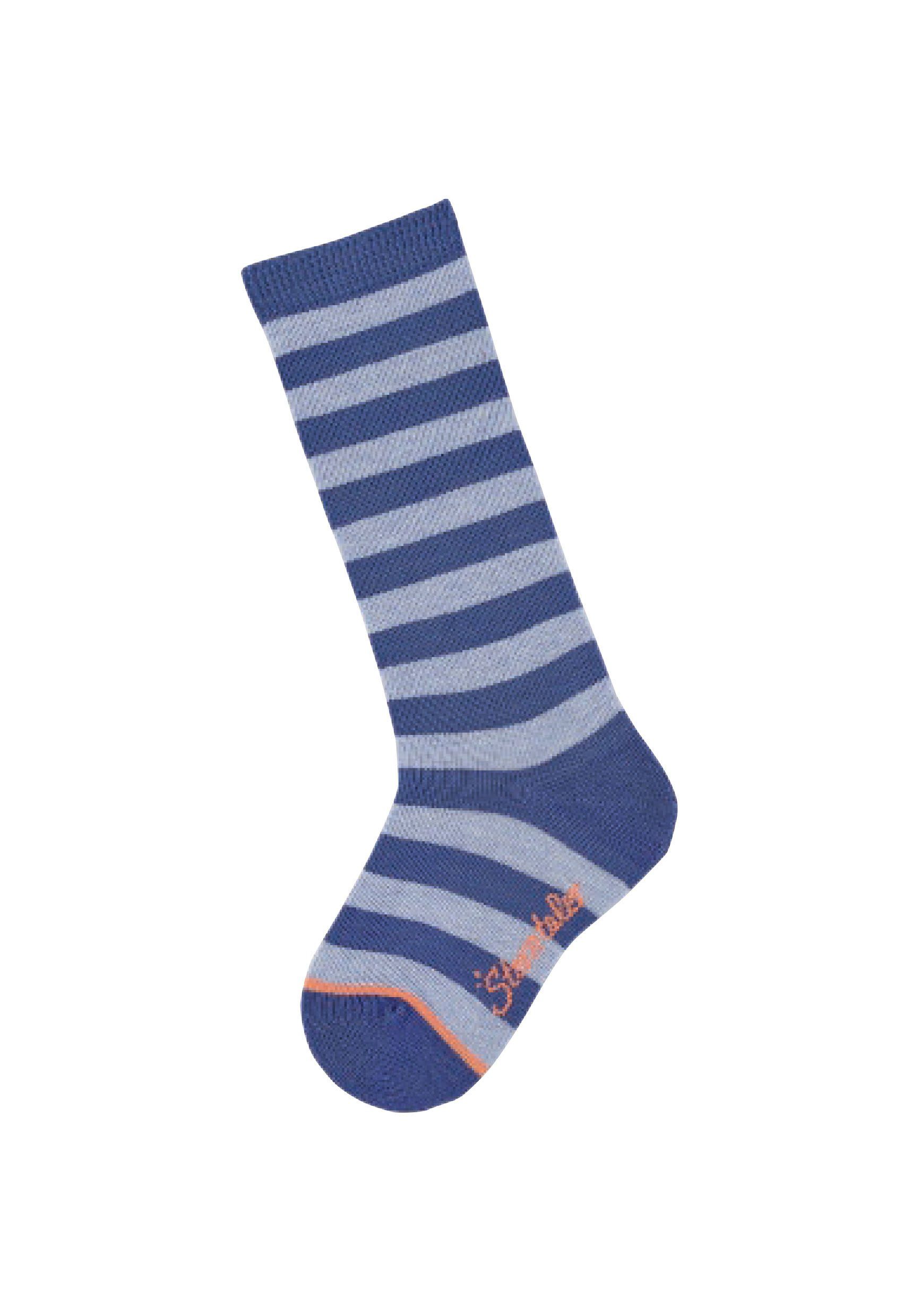 Sterntaler® Kniestrümpfe Kniestrümpfe Ringel, 3er-Pack (3-Paar) Hohe Socken - Strümpfe, Kniestrümpfe 3er-Pack Ringel, Kinderkniestrümpfe gestreift mit Ringel und Stern Motiven, Weiche Kinder Kniesocken mit hohem Baumwollanteil, Blau oder Anthrazit -
