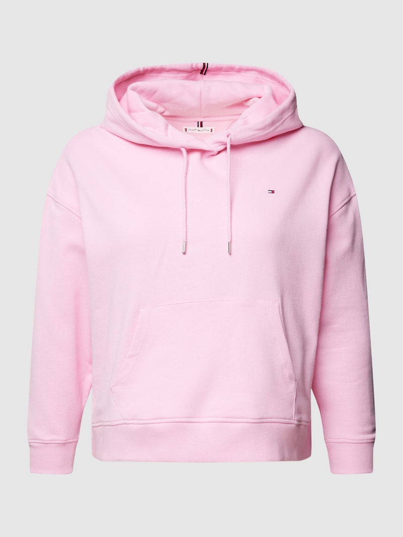 PLUS SIZE Hoodie mit Label-Stitching in rosa