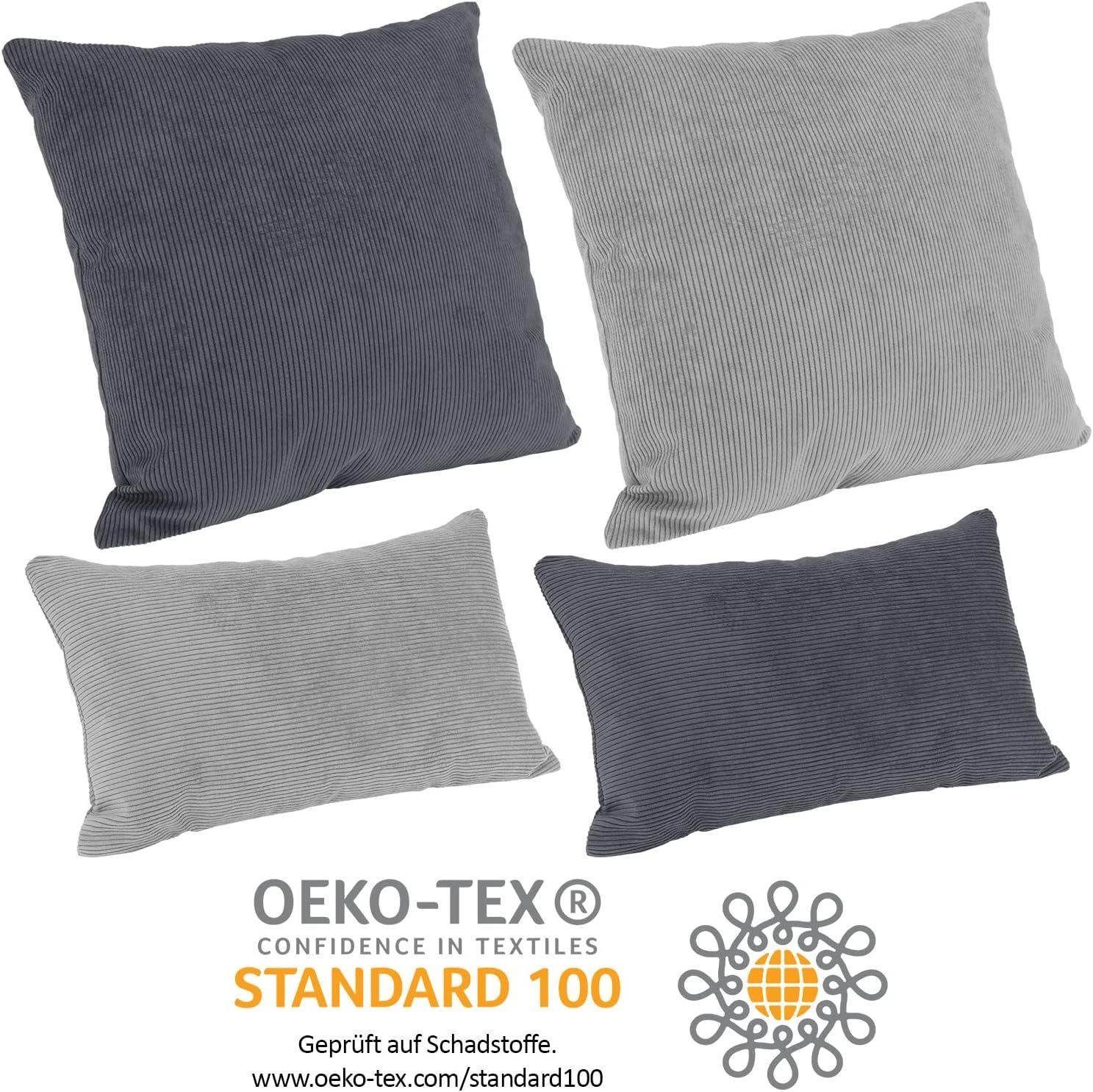 Selfitex Dekokissen 4er Set Cord Kissen 2x 50/50 + 2x 30/50, mit Füllung und Bezug, für Sofa, Couch, Bett oder als Polster jeglicher Art