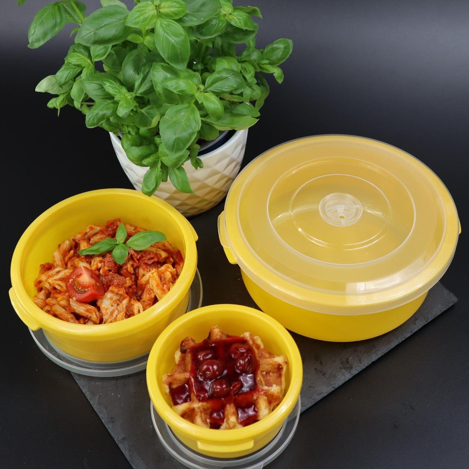 Plentyfy Mikrowellenbehälter Vorratsdosen Set, Kunststoff, (PLENTYFY, Mikrowellenschüssel Set 6-tlg., rund, Orange, mit Entlüftung, Mikrowellengeschirr, Mikrowellendose, Microwave, Meal Prep, kunststoff, 6-tlg., Premium), Meal Prep Boxen - Mikrowelle