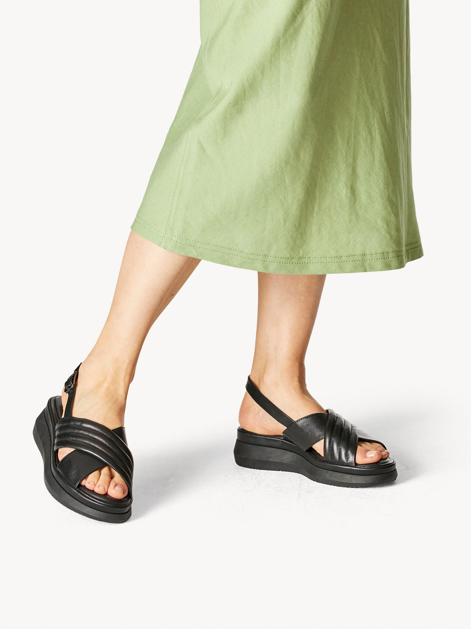 Sandale à talon en cuir - noir