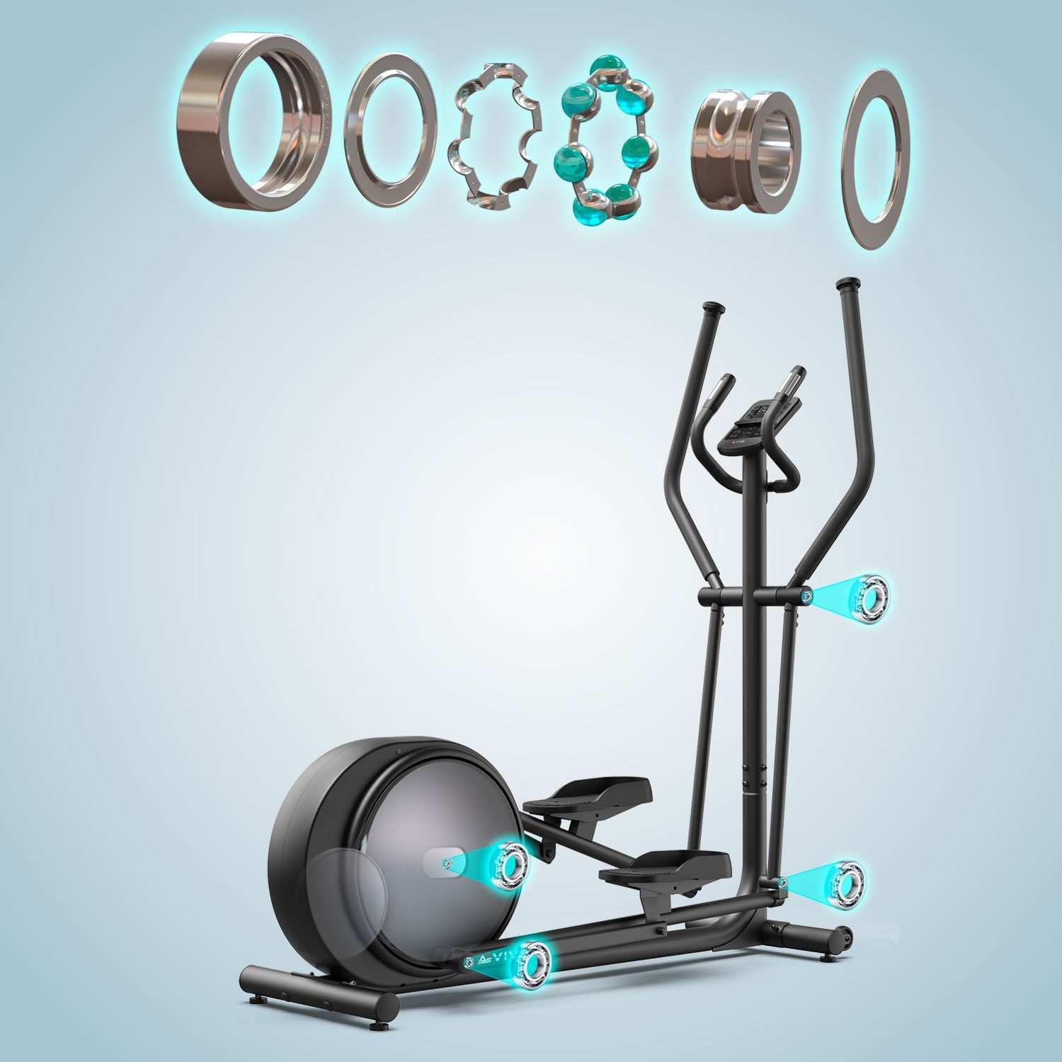 AsVIVA Crosstrainer-Ergometer AsVIVA C29 Bluetooth, Tablet- bzw. Smartphonehalterung, Fitness-App kompatibel