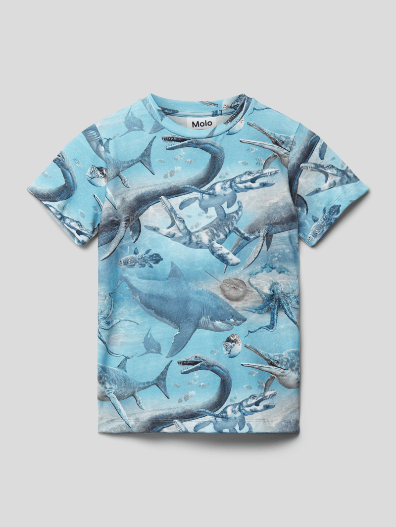 T-Shirt mit Rundhalsausschnitt Modell 'Ralphie' in blau