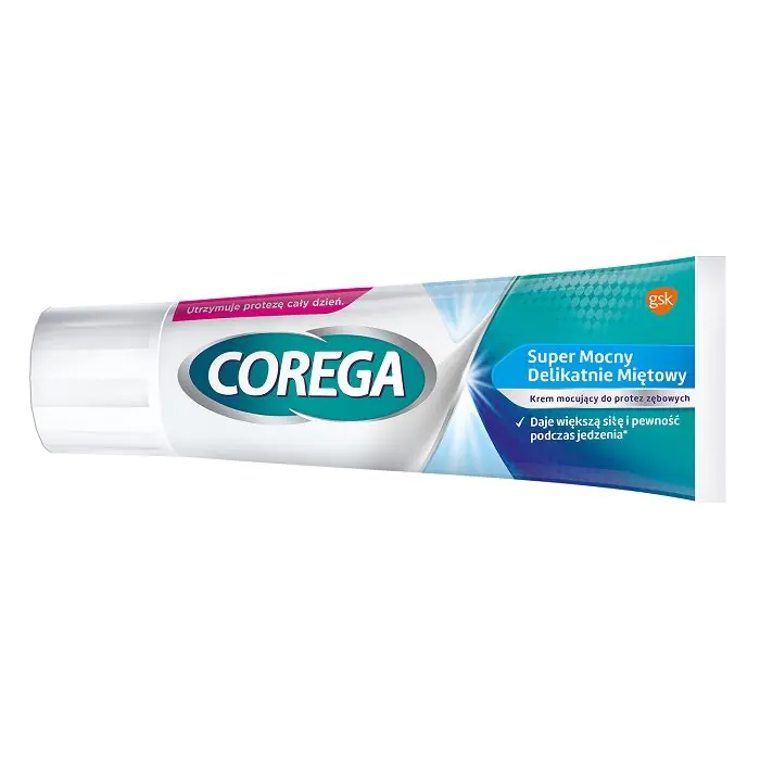 „Corega Super Strong“ švelnus mėtų skonio dantų protezų klijavimo kremas