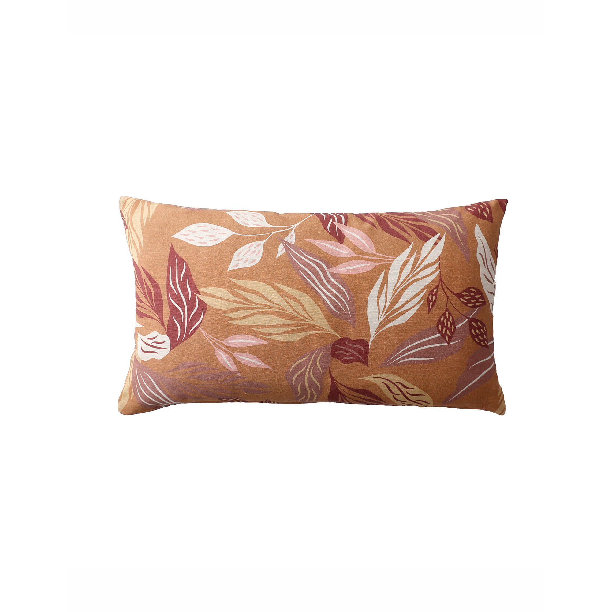 Housse coussin toile, imprimé végétal