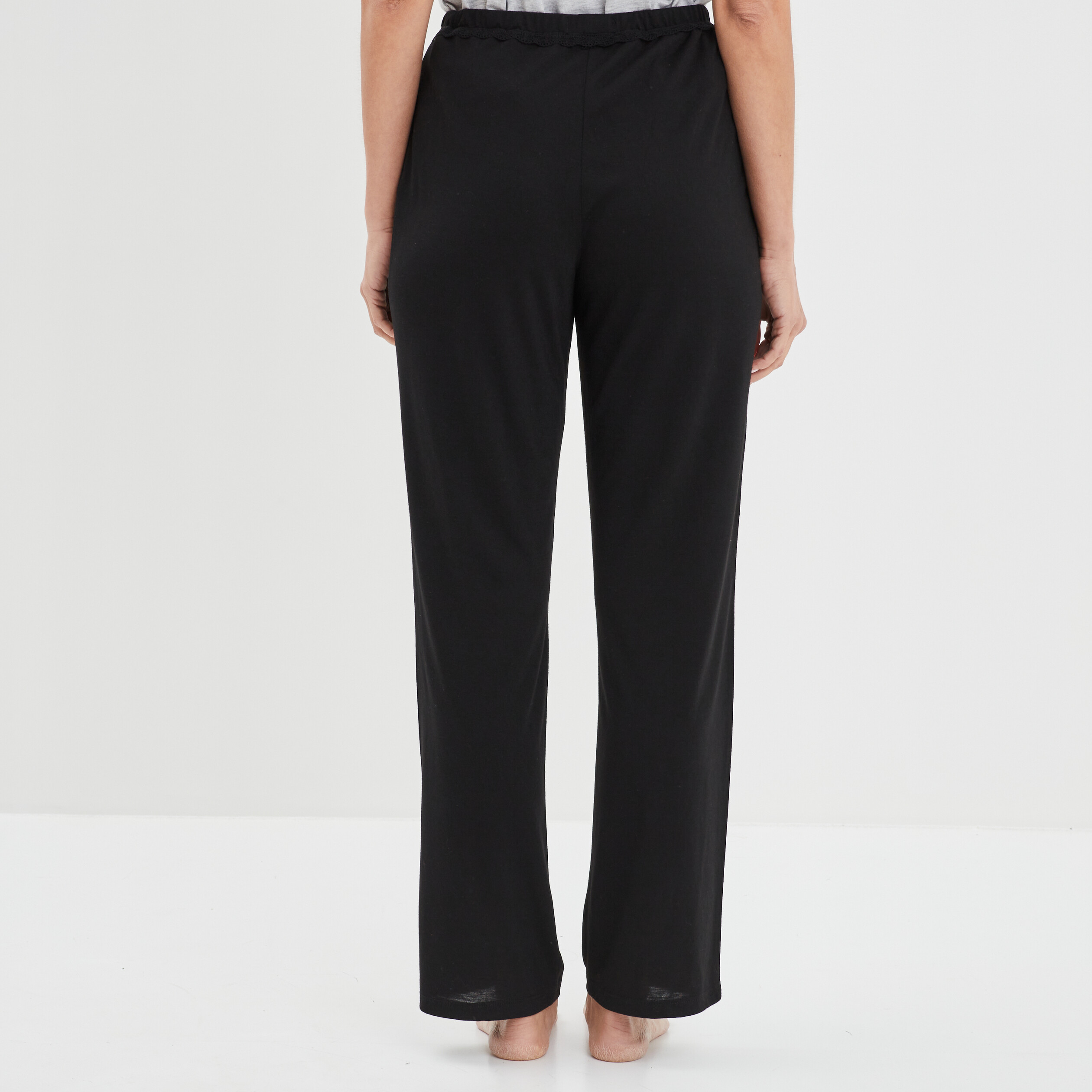 Pantalon de pyjama taille élastique noir femme | La Halle