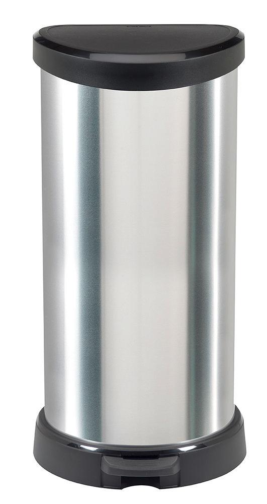 Curver DECOBIN Abfalleimer 40L mit Fußpedal silber metallic