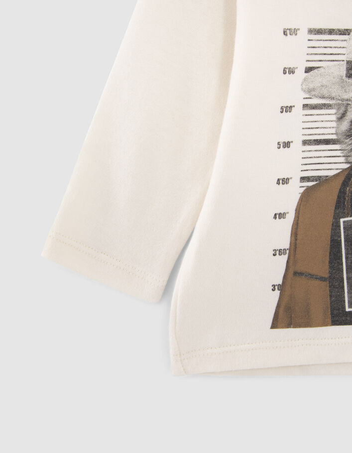 T-shirt écru coton bio visuel chat-gangster bébé garçon