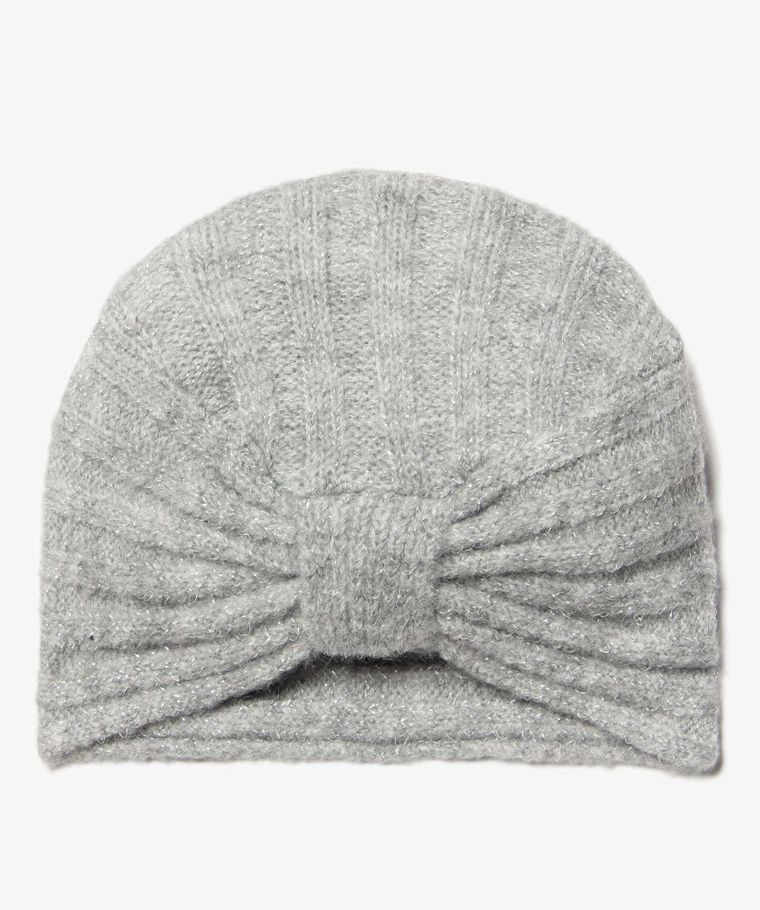 Bonnet femme en maille brillante effet drapé gris | GEMO