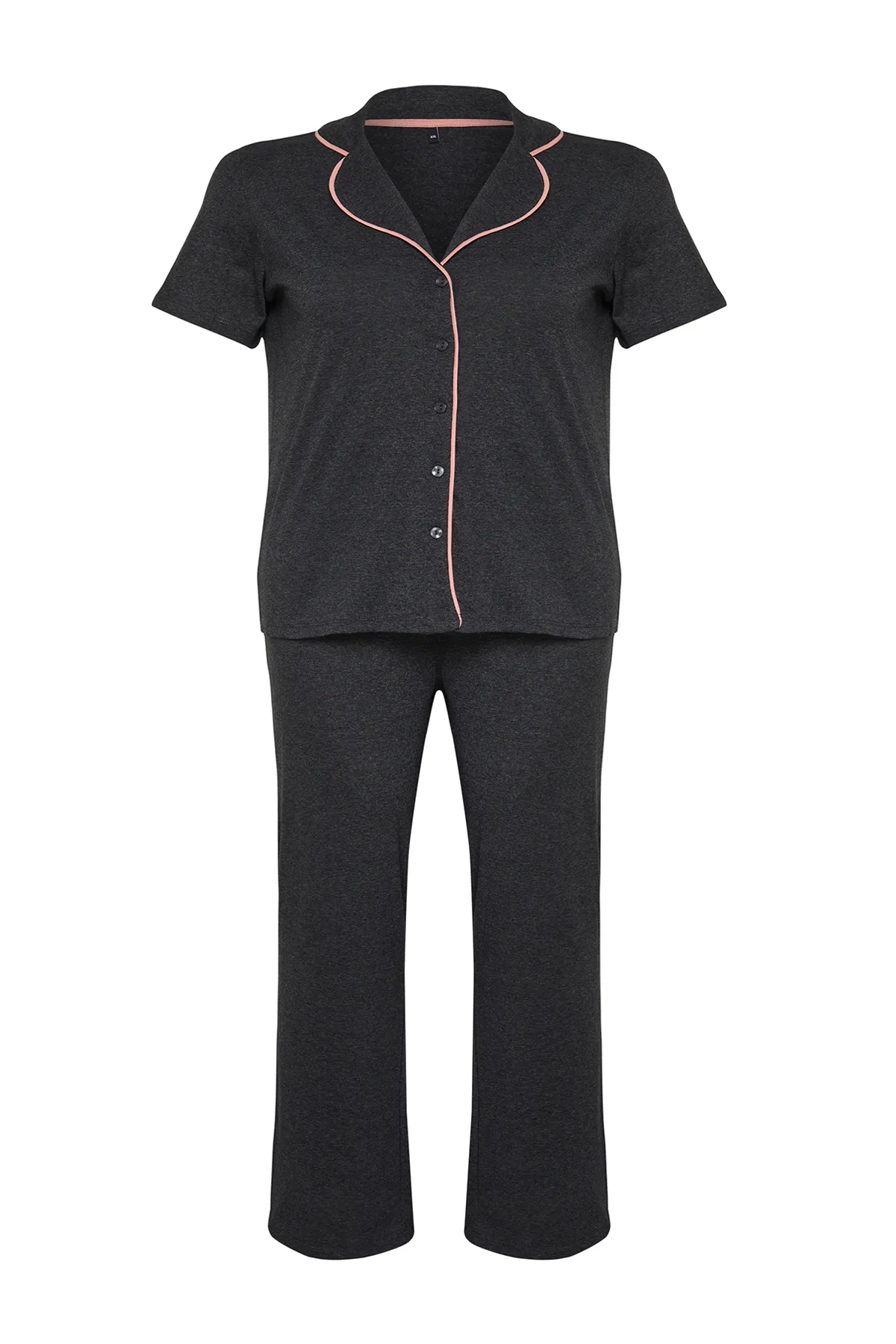 Trendyol Curve  Große Größen in Pyjama-Set - Grau - Unifarben
