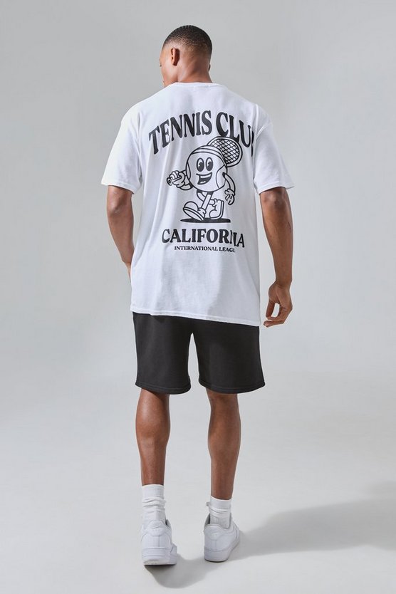 Man Active Oversize T-Shirt mit Tennis Club California Print