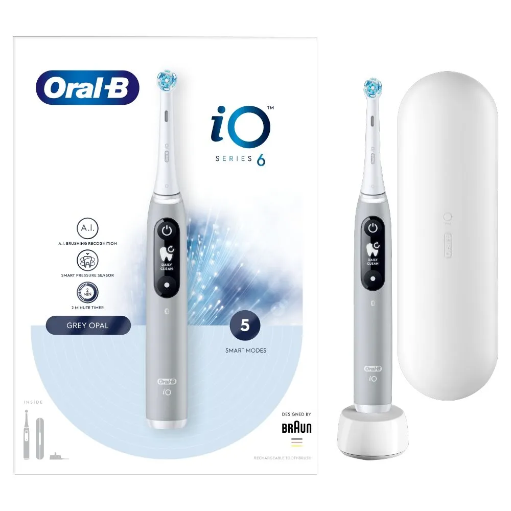 Oral-B Io Series 6 Grå Eltandbørste med Magnetisk Teknologi