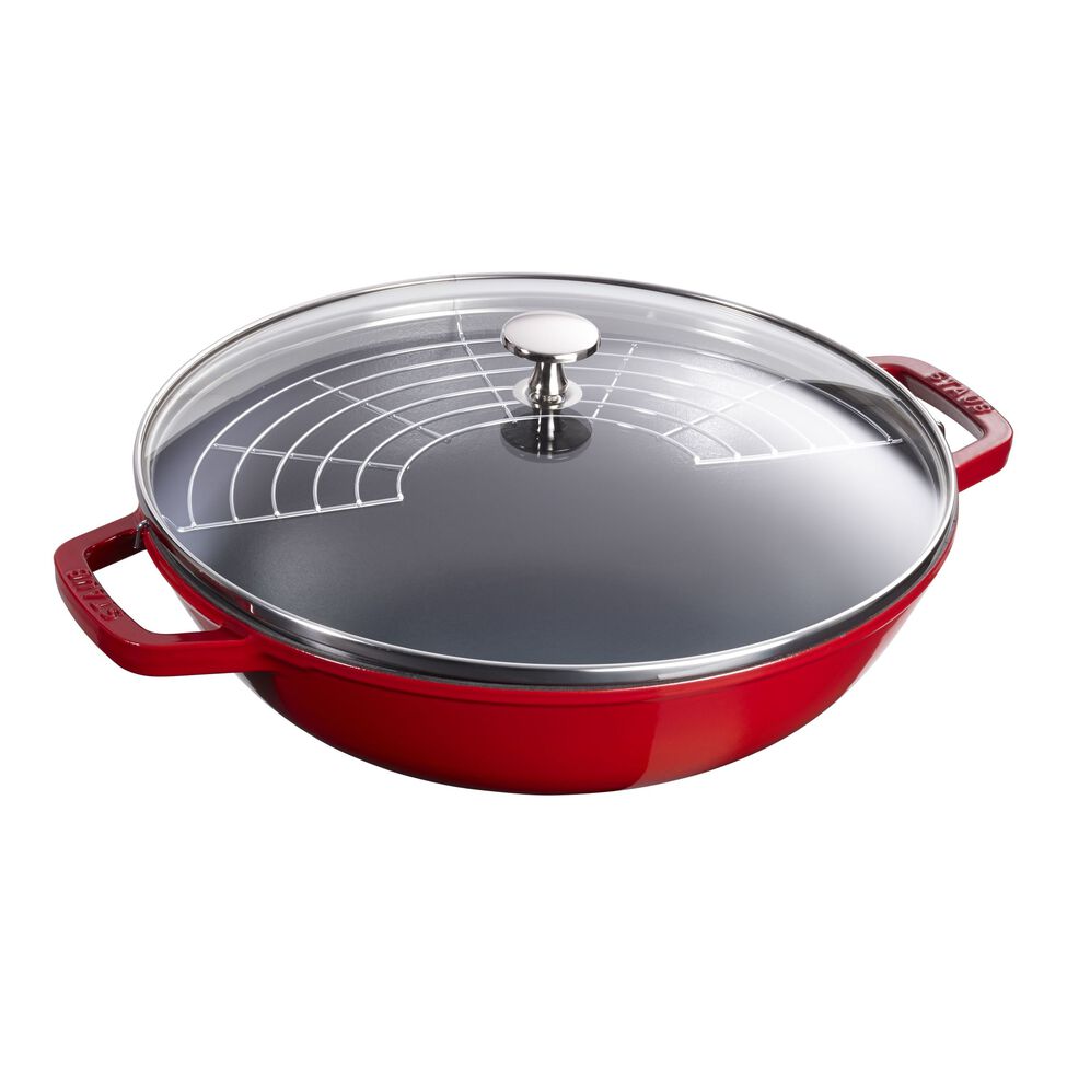 Wok mit Glasdeckel 30 cm, Gusseisen