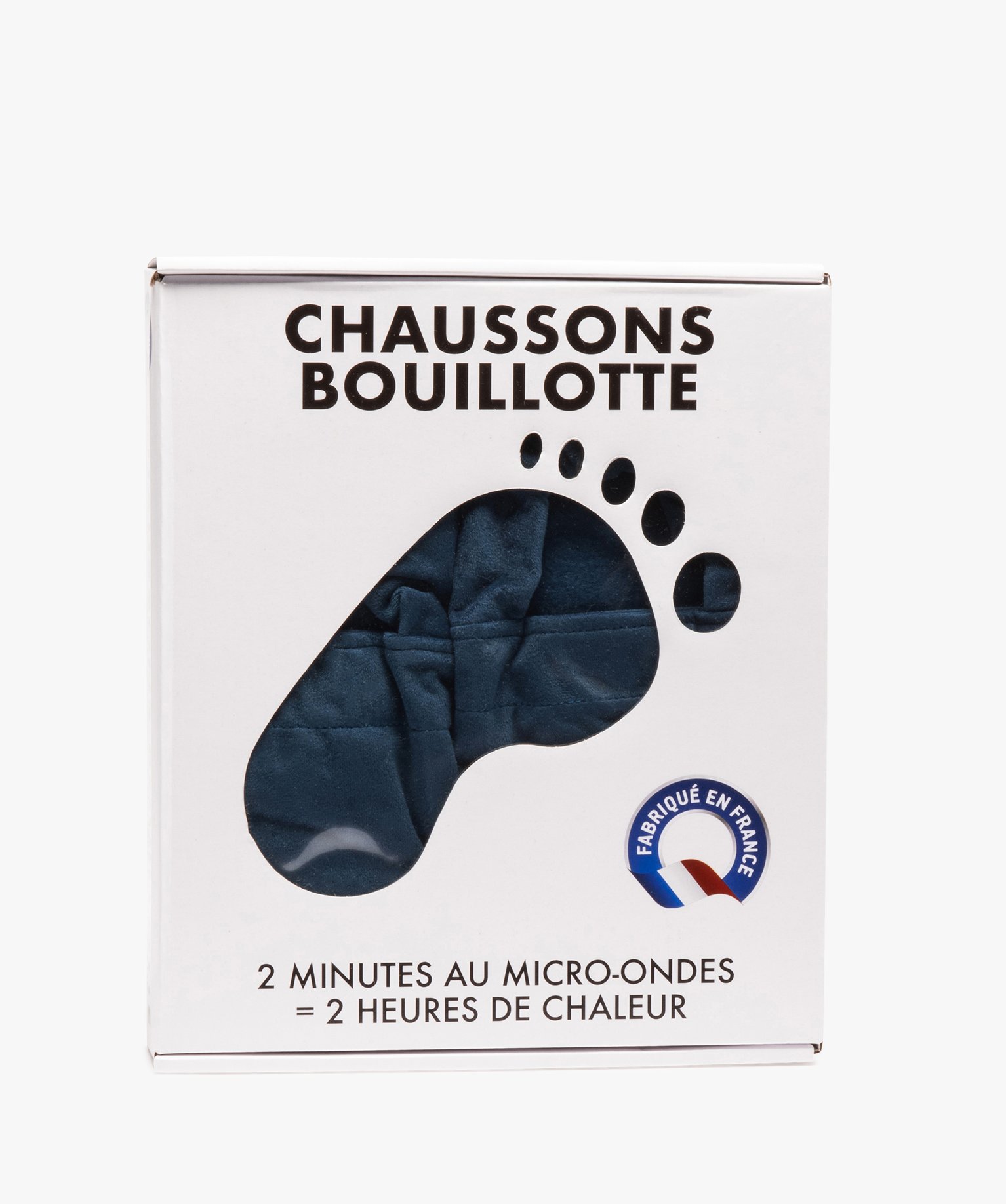 Chaussons bouillotte à chauffer au micro-ondes bleu fonce | GEMO