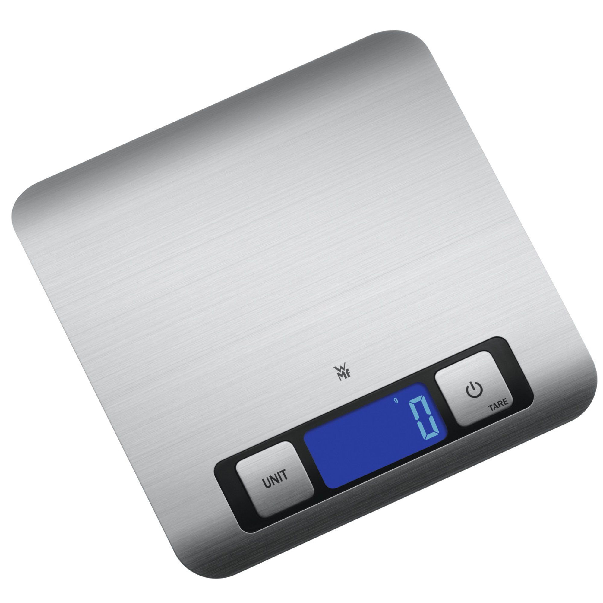 WMF Küchenwaage, (1-tlg., elektrische Digitalwaage (20 x 20 x 1 cm) inkl. 2x Batterien (CR2032), Batteriestandsanzeige und Abschaltautomatik
