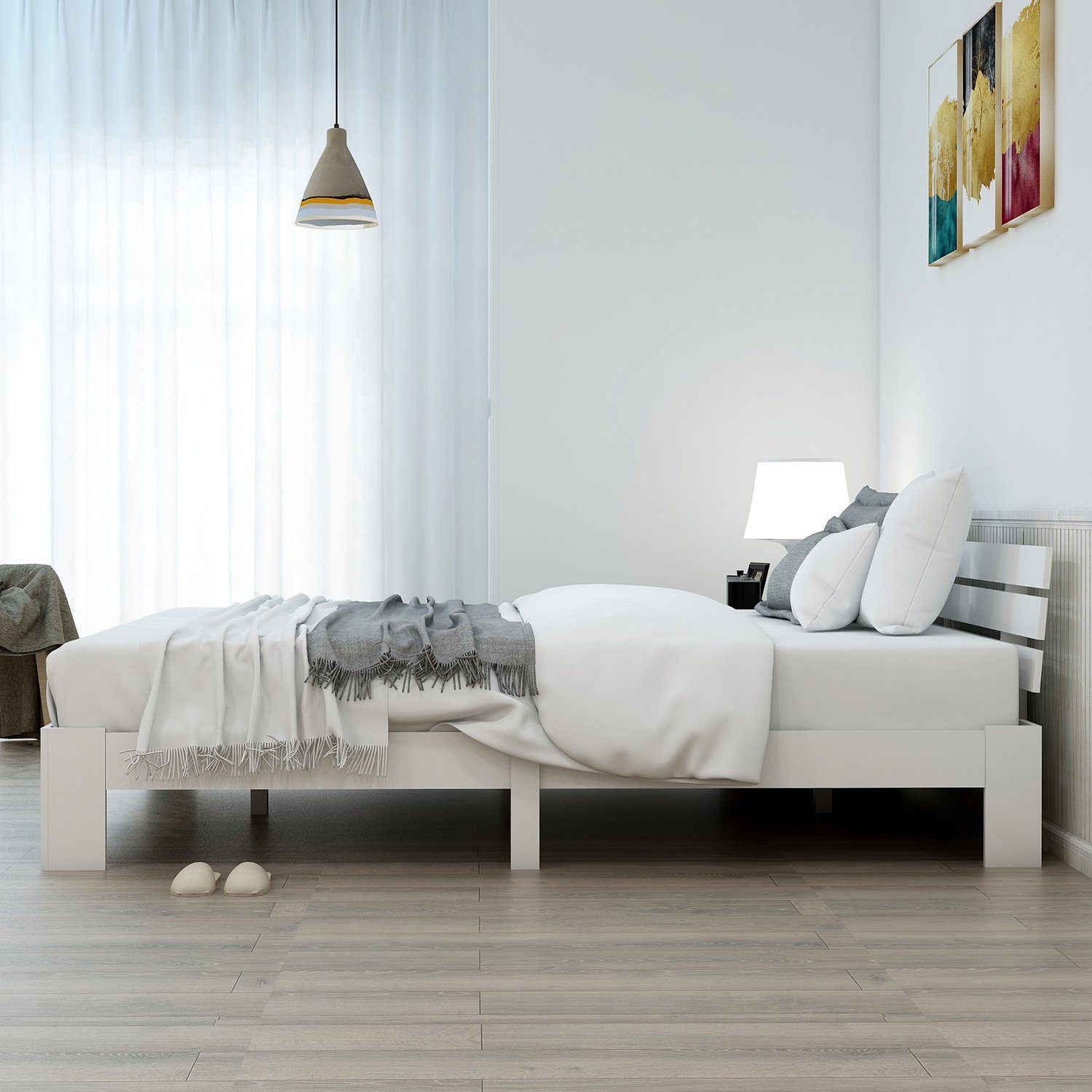 Flieks Holzbett, Doppelbett Ehebett Massivholzbett Bettgestell 140 x 200 cm