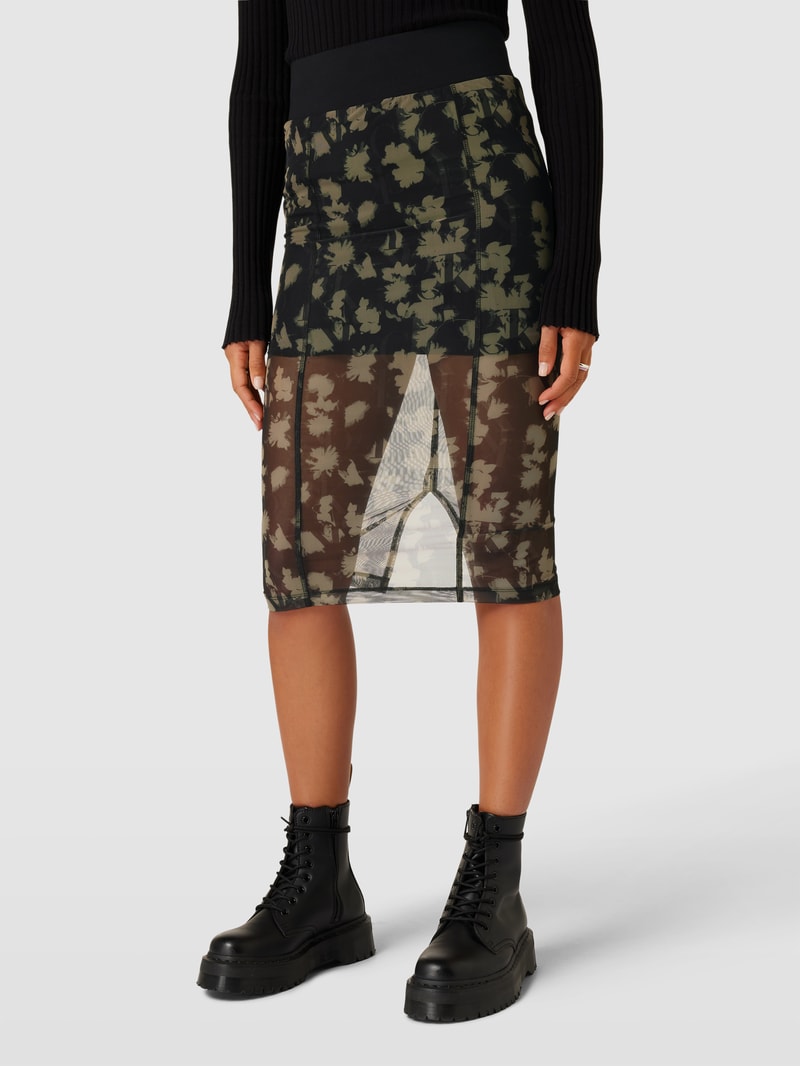 Rock mit Allover-Muster Modell 'FLORAL' in black