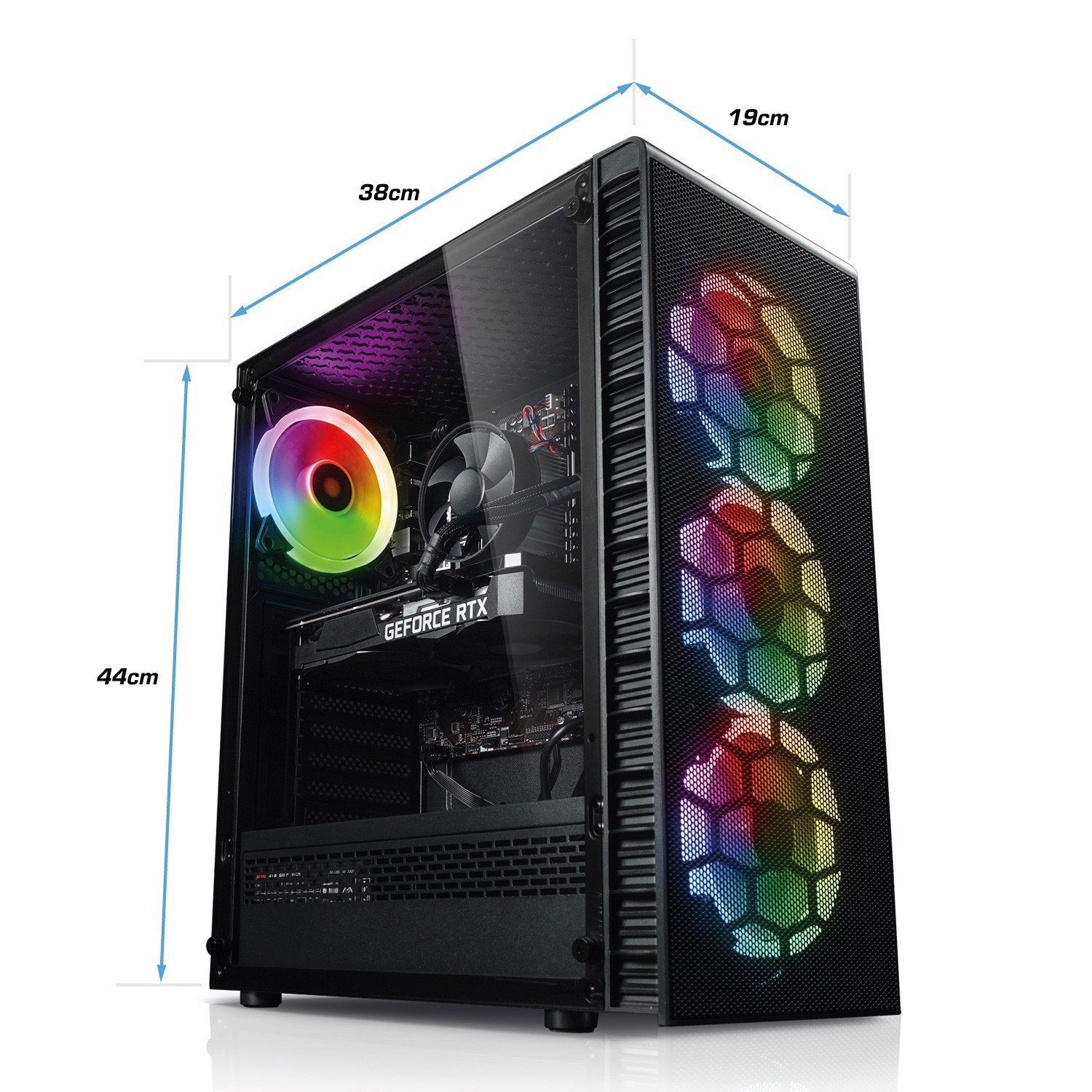 Kiebel Raptor 10 Gaming-PC (Intel Core i7 Intel Core i7-10700F, RTX 3060, 32 GB RAM, 2000 GB SSD, Luftkühlung, ARGB-Beleuchtung, WLAN)