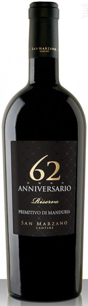 62 Anniversario Primitivo di Manduria Riserva Cantine San Marzano Vin Rouge●Primitivo di Manduria DOC 2018 75cl