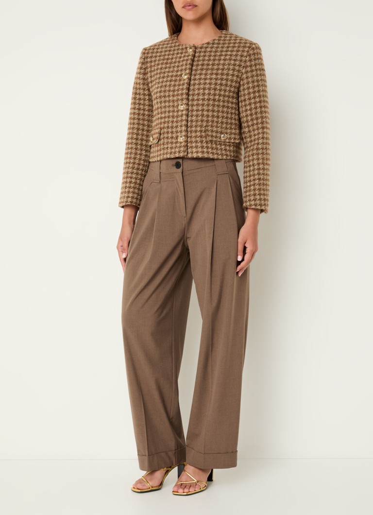 Sandro  Cropped jack in wolblend met pied-de-poule dessin