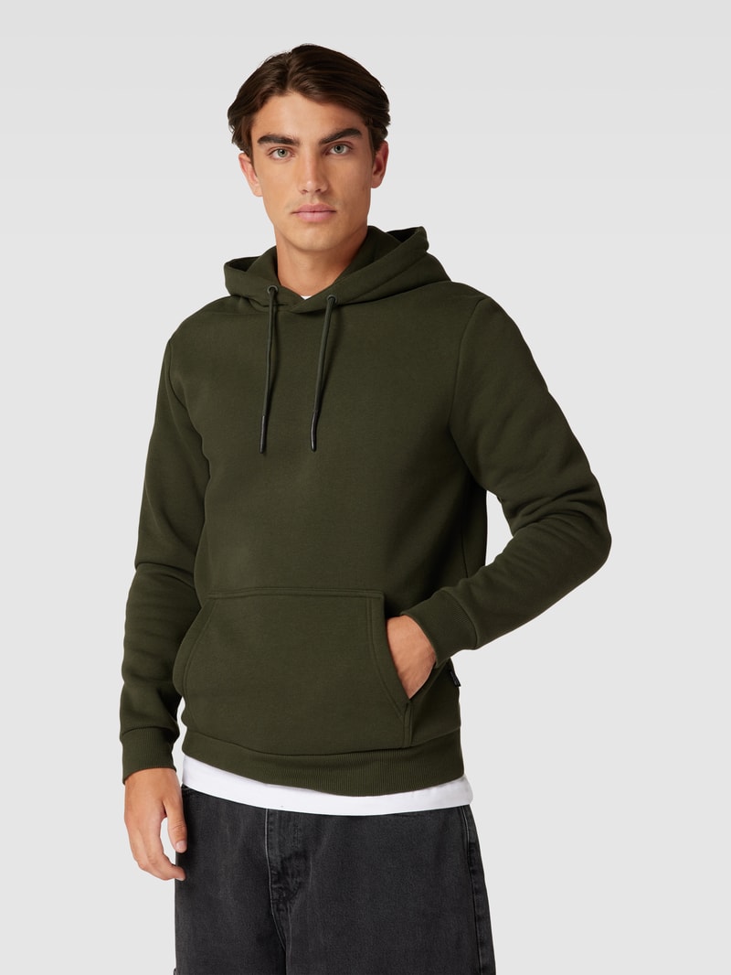 Hoodie in melierter Optik Modell 'CERES' in olivgrün