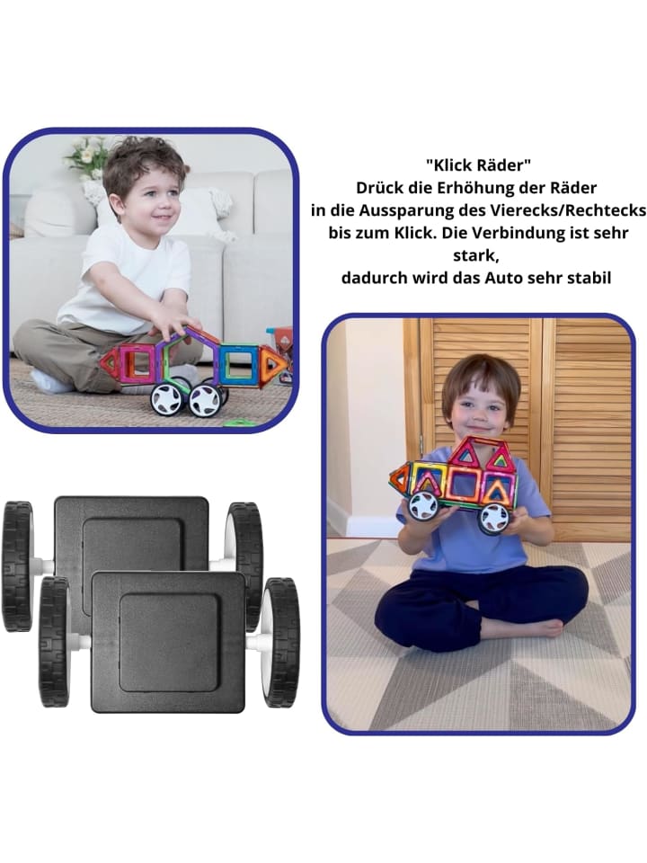 MAGNIKON 2 Stück Magnet Click-Räder für magnetische Bausteine, Ergänzungsset -ab 3 Jahren günstig kaufen onesize