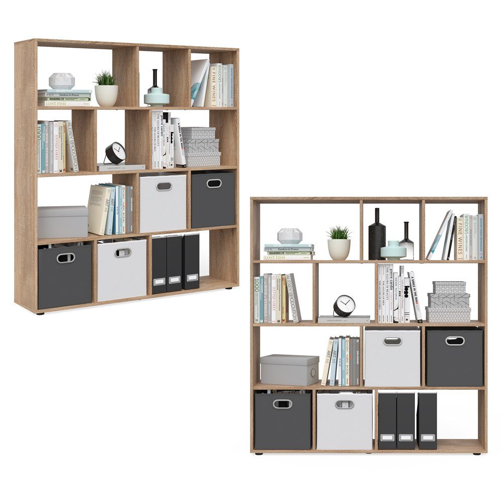 Vicco Raumteiler Bücherregal Standregal PILAR 12 Fächer Sonoma