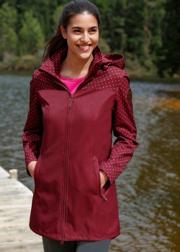 Bedruckte Softshelljacke, schlanker Schnitt, wasserabweisend